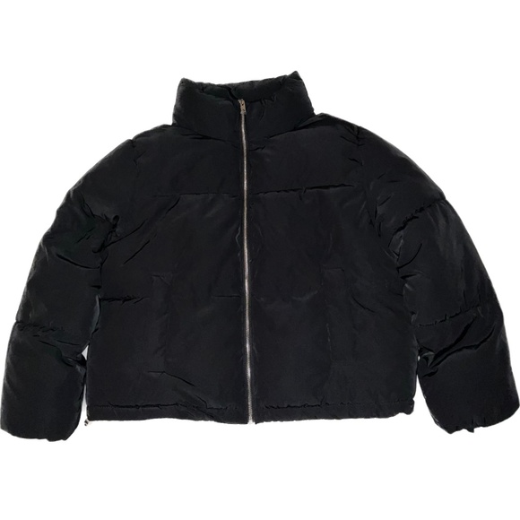 H&M Black Divided Puffer Jacket with Silver Tone Zipper Size 12 - Picture 1 of 6